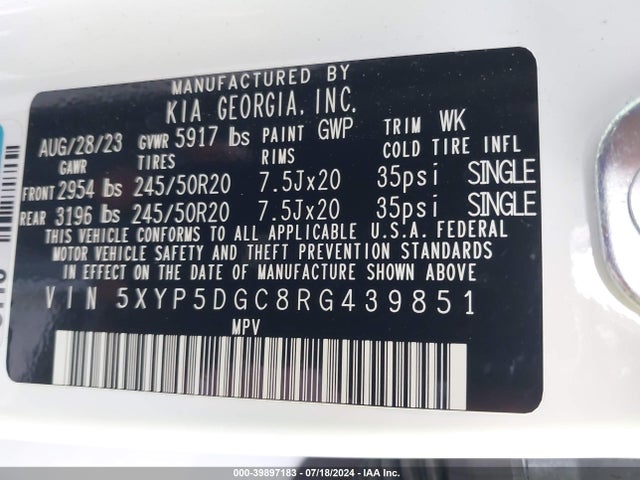 5XYP5DGC8RG439851 KIA Telluride Sx X-line