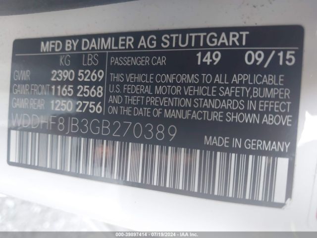WDDHF8JB3GB270389 Mercedes-Benz E 350 4matic