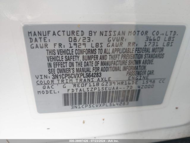 3N1CP5CVXPL564283 Nissan Kicks Sv Xtronic Cvt