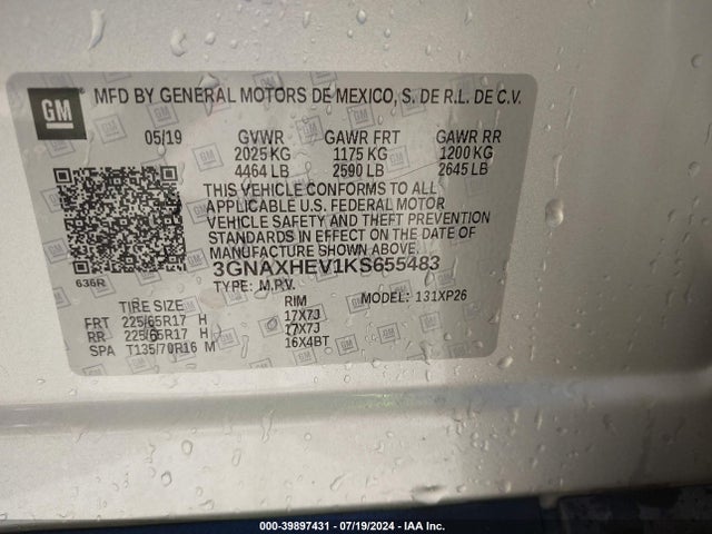 Chevrolet EQUINOX LS 2019 3GNAXHEV1KS655483 Image 9