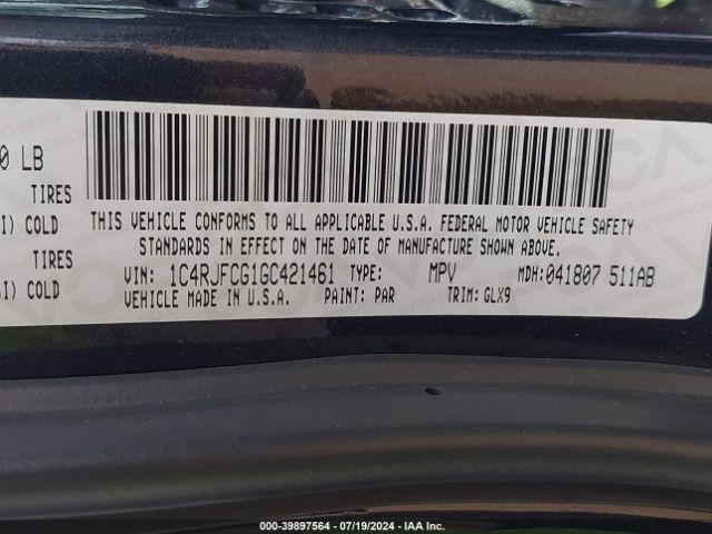 2016 JEEP GRAND CHEROKEE 1C4RJFCG1GC421461 Photo 8