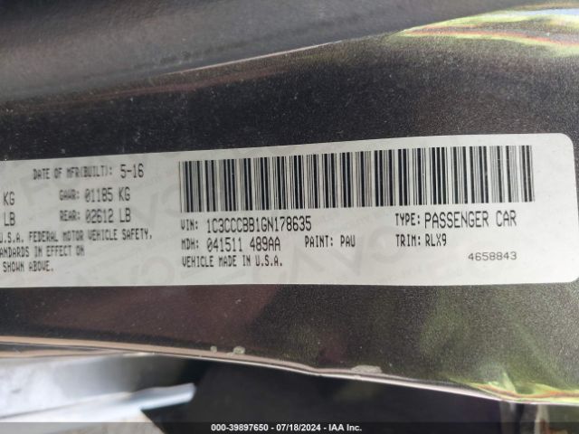 1C3CCCBB1GN178635 Chrysler 200 S
