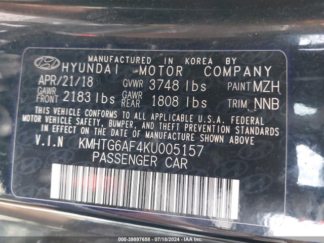 Hyundai Veloster 2.0 2019 KMHTG6AF4KU005157 Image 9