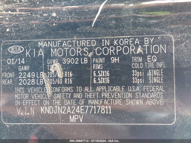 KIA Soul 2014 KNDJN2A24E7717811 Image 9
