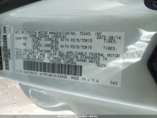 5TFTX4CNXEX047543 Toyota Tacoma