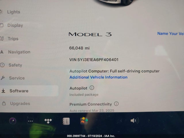 5YJ3E1EA6PF406401 Tesla Model 3 Rear-wheel Drive