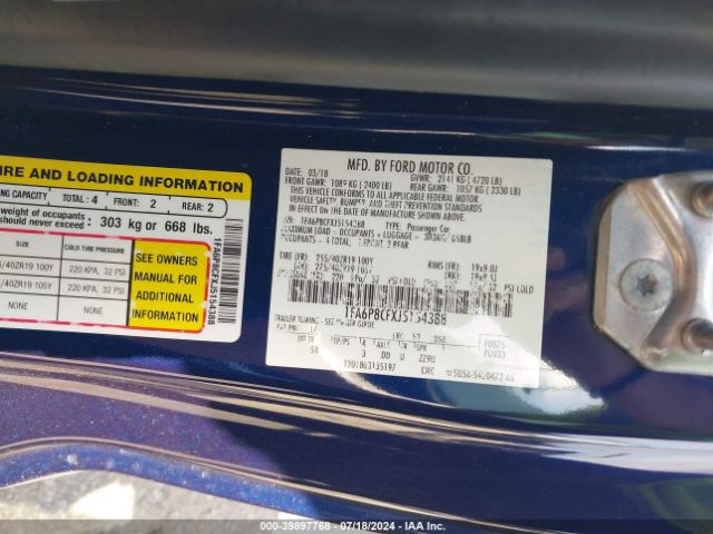 1FA6P8CFXJ5154388 Ford Mustang Gt Premium