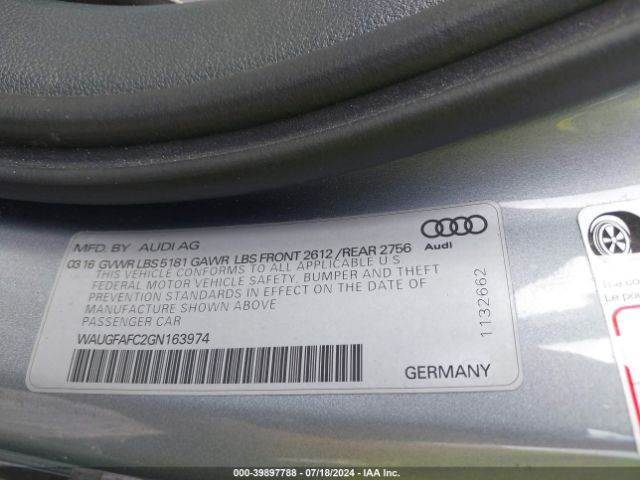 WAUGFAFC2GN163974 Audi A6 2.0t Premium Plus