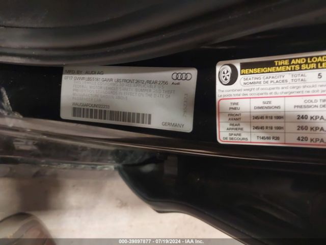 WAUG8AFCXJN022233 Audi A6 2.0t Premium