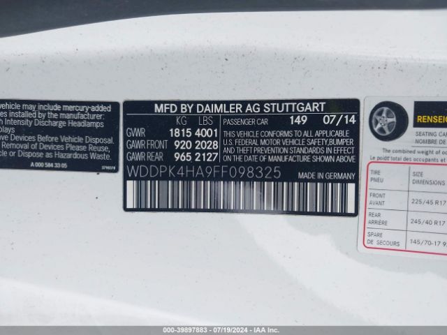 WDDPK4HA9FF098325 Mercedes-Benz SLK 250