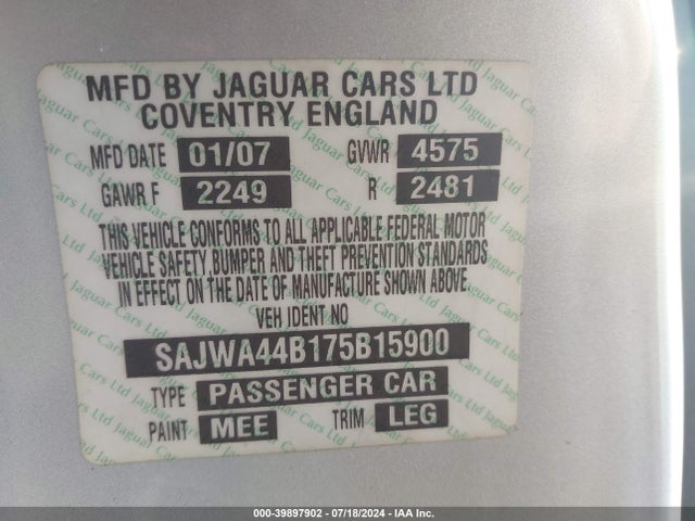 2007 JAGUAR XK SAJWA44B175B15900 Photo 8