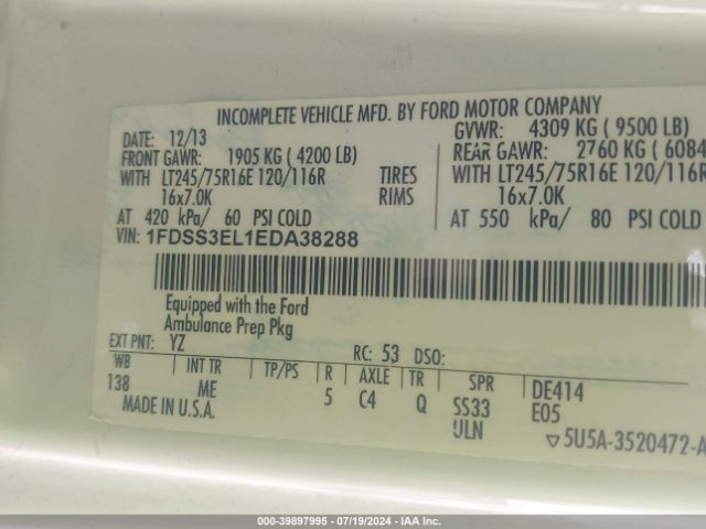 1FDSS3EL1EDA38288 Ford E-350 Super Duty Commercial