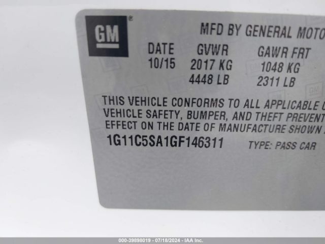 1G11C5SA1GF146311 Chevrolet Malibu Limited Lt