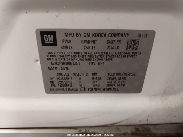 KL4CJHSM0HB013270 Buick Encore Premium