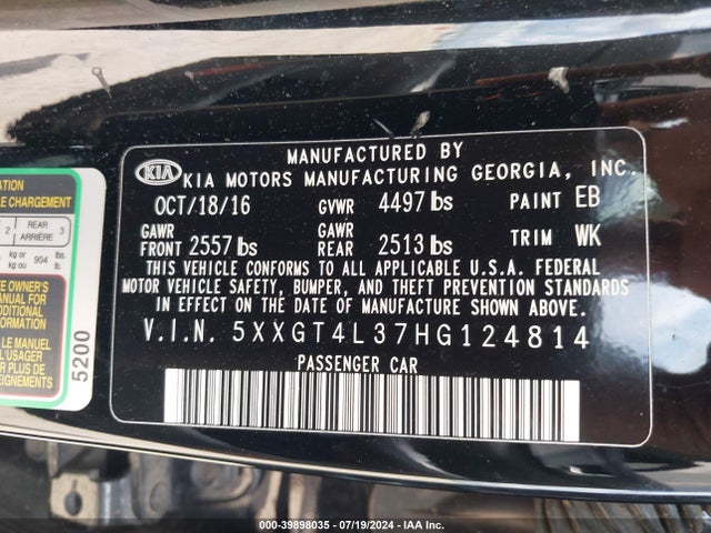 KIA Optima Lx 2017 5XXGT4L37HG124814 Image 9