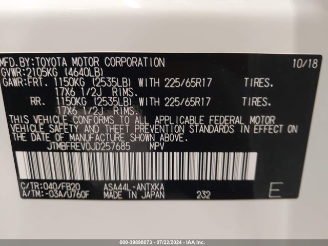 Toyota RAV4 LE 2018 JTMBFREV0JD257685 Image 9