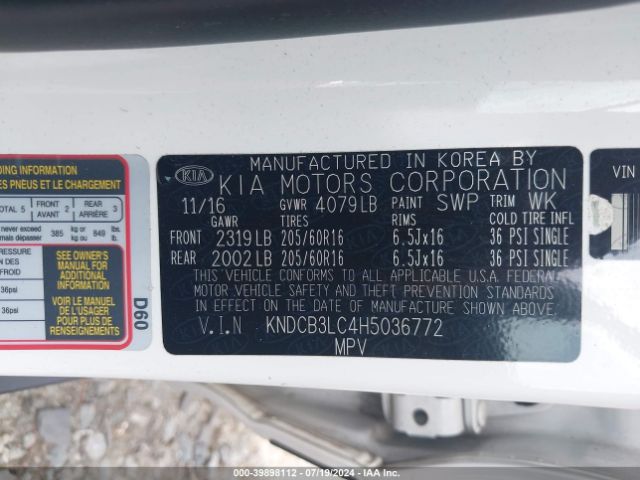KNDCB3LC4H5036772 KIA NIRO FE