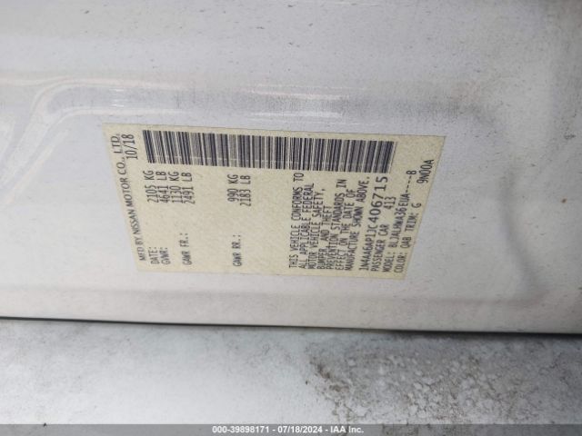1N4AA6AP1JC406715 Nissan Maxima 3.5 Platinum