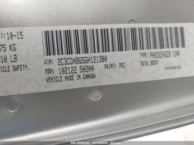 2C3CDXBG5GH121380 Dodge Charger Se