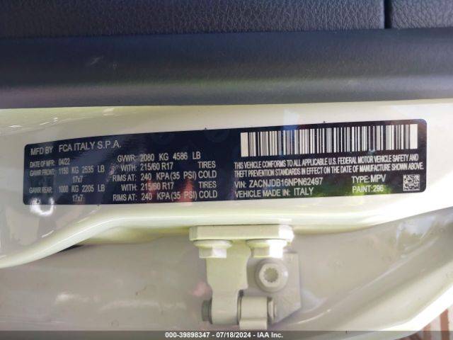 ZACNJDB16NPN62497 Jeep Renegade Latitude 4x4
