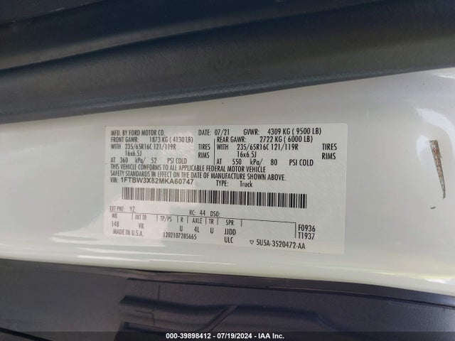 Ford Transit-350 Cargo Van 2021 1FTBW3X82MKA60747 Image 9