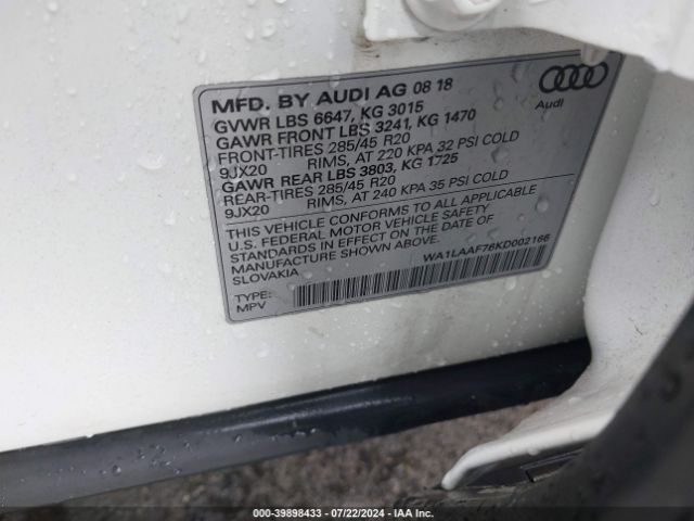 WA1LAAF76KD002166 Audi Q7 55 Premium/55 Se Premium