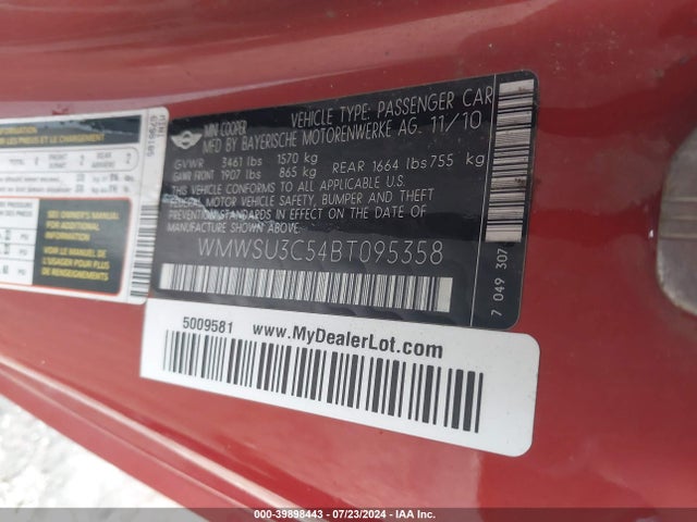 2011 MINI COOPER WMWSU3C54BT095358 Photo 8