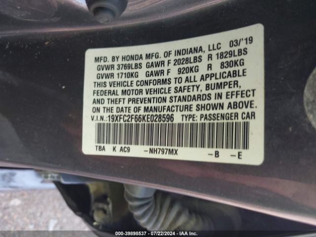 19XFC2F66KE028596 Honda Civic Lx