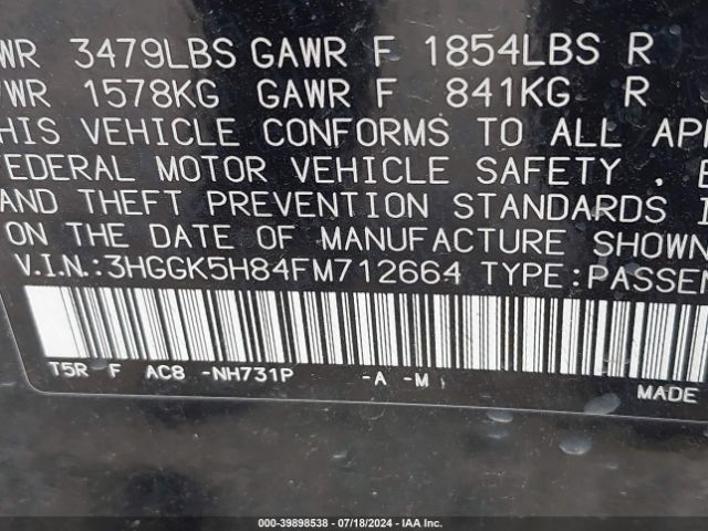 3HGGK5H84FM712664 Honda Fit Ex/ex-l
