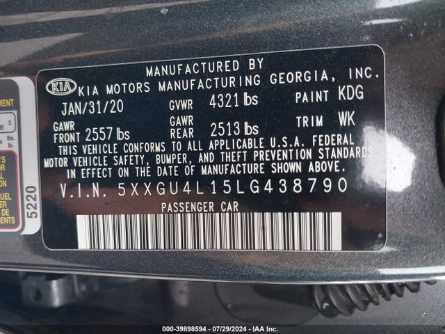 KIA Optima Ex Premium 2020 5XXGU4L15LG438790 Image 9