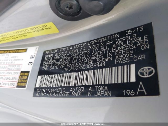 JTKJF5C76E3069444 Scion Tc 10 Series
