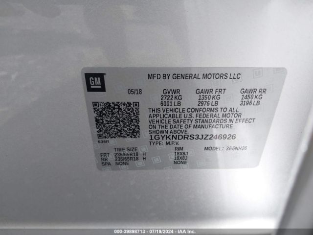1GYKNDRS3JZ246926 Cadillac XT5 LUXURY