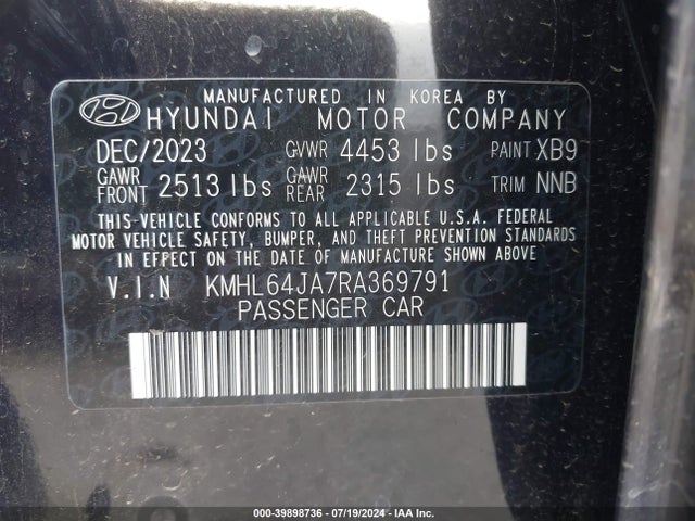 Hyundai SONATA SEL 2024 KMHL64JA7RA369791 Image 9