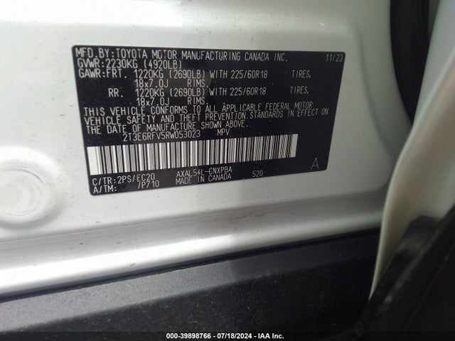 2T3E6RFV5RW053023 Toyota Rav4 Hybrid Xse