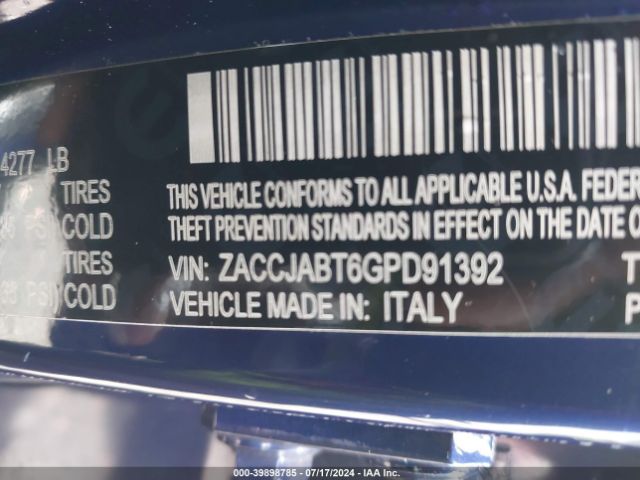 ZACCJABT6GPD91392 Jeep Renegade Latitude