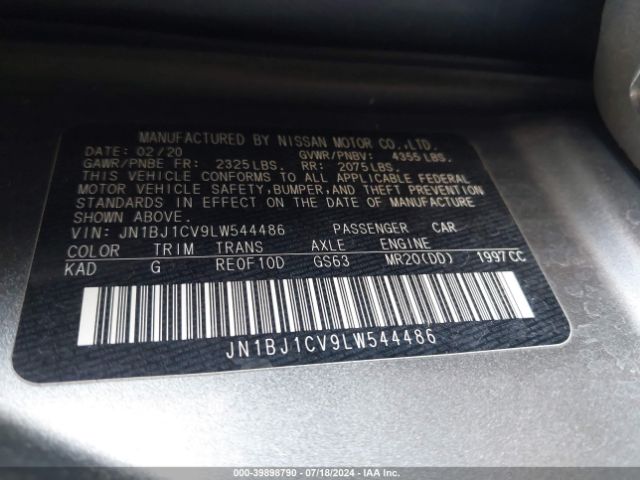 JN1BJ1CV9LW544486 Nissan Rogue Sport Sv Fwd Xtronic Cvt