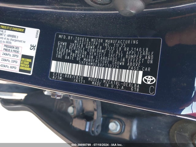 Toyota COROLLA LE 2024 5YFB4MDE8RP110324 Image 9