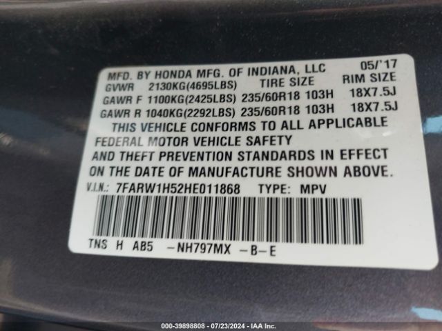 7FARW1H52HE011868 Honda CR-V EX