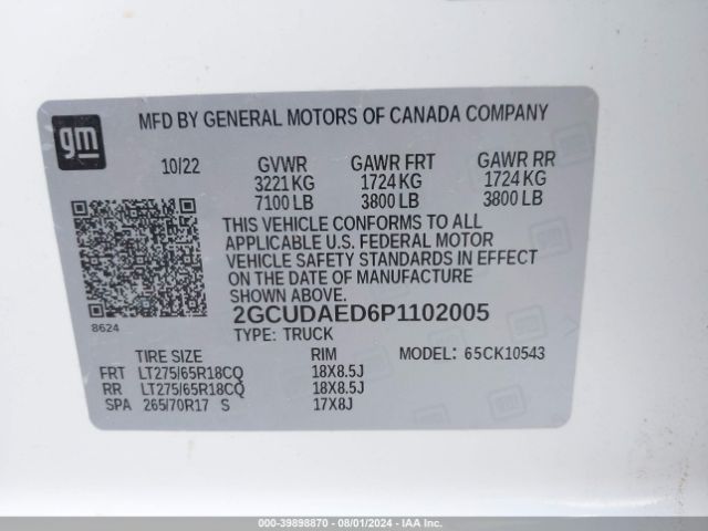 2GCUDAED6P1102005 Chevrolet Silverado 1500 4wd  Short Bed Wt