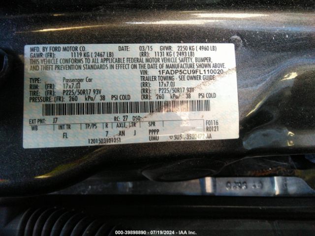 1FADP5CU9FL110020 Ford C-max Energi Sel