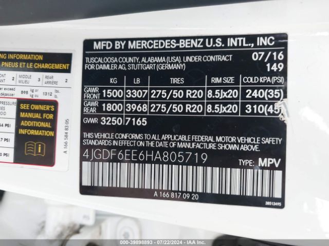 4JGDF6EE6HA805719 Mercedes-Benz Gls 450 4matic