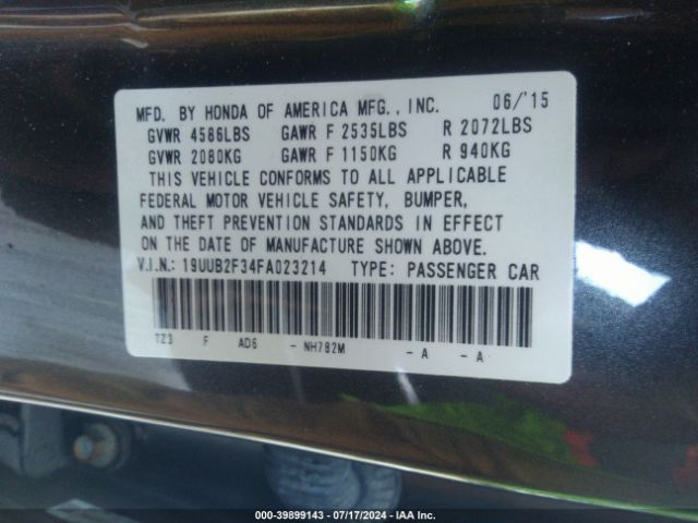 19UUB2F34FA023214 Acura Tlx V6