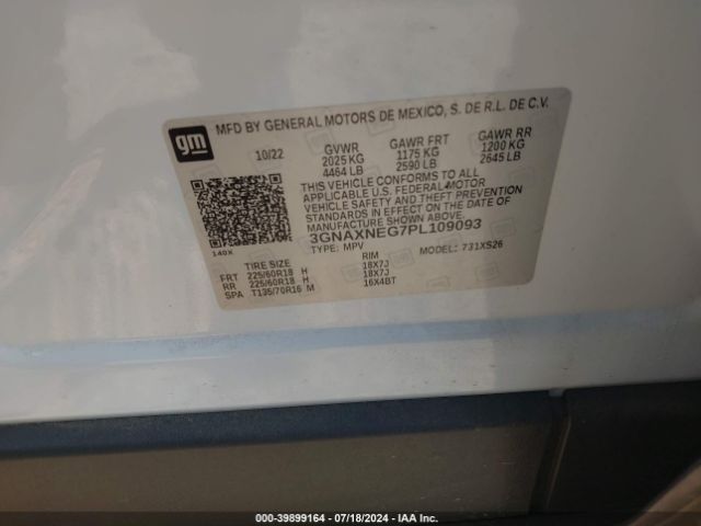 3GNAXNEG7PL109093 Chevrolet Equinox Fwd Premier