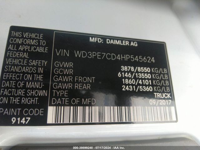 WD3PE7CD4HP545624 Mercedes-Benz Sprinter 2500 Standard Roof V6
