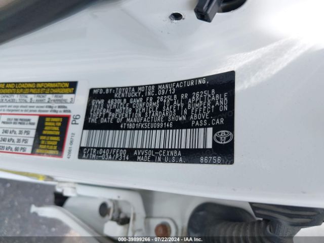 4T1BD1FK5EU099146 Toyota Camry Hybrid Le
