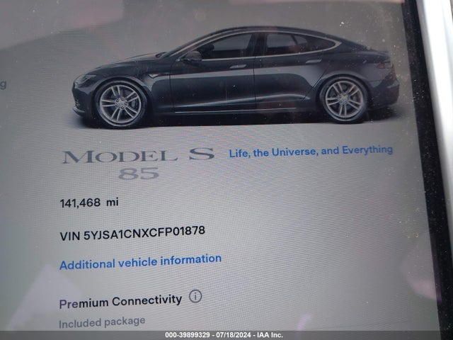 2012 TESLA MODEL S 5YJSA1CNXCFP01878 Photo 6