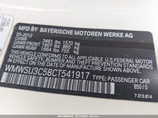 2012 MINI COOPER WMWSU3C58CT541917 Photo 8