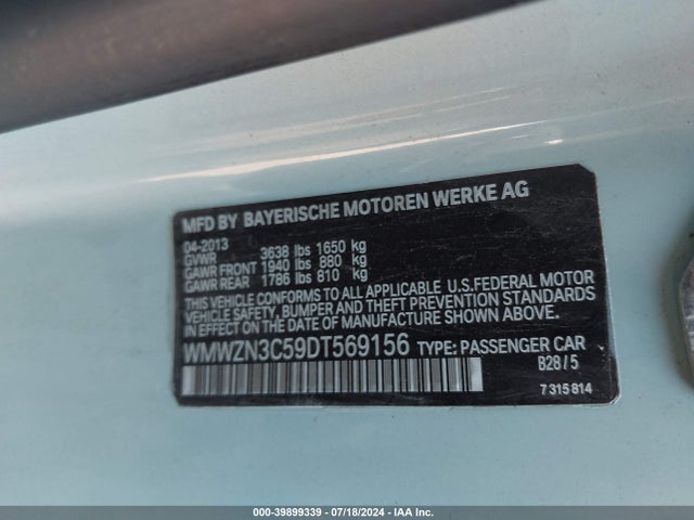 2013 MINI CONVERTIBLE WMWZN3C59DT569156 Photo 8