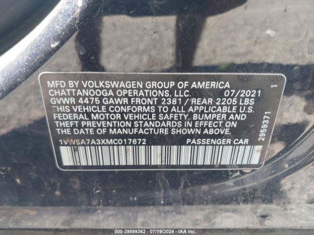 1VWSA7A3XMC017672 Volkswagen Passat 2.0t Se