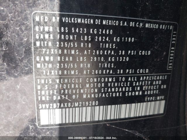 3VV2B7AX8JM219280 Volkswagen Tiguan